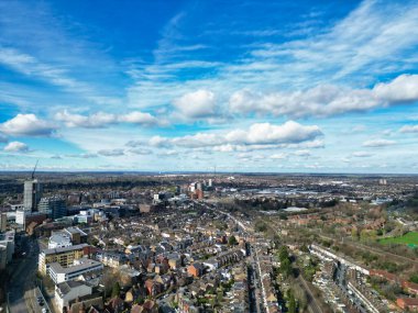 İngiltere 'nin Watford şehrinin yüksek açılı görüntüsü. 3 Mart 2024