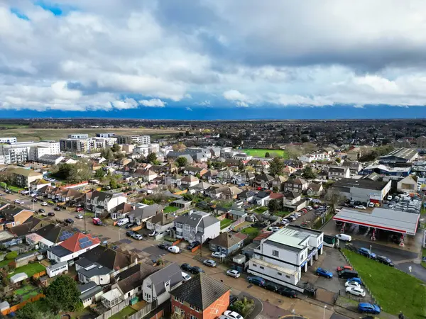 Gün batımında Dagenham 'ın Yüksek Açılı Manzarası. İngiltere 'nin başkenti Londra Büyük Britanya. 2 Mart 2024
