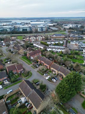 İngiltere 'nin Hertfordshire şehrinin yüksek açılı görüntüsü, Büyük Britanya. 9 Mart 2024