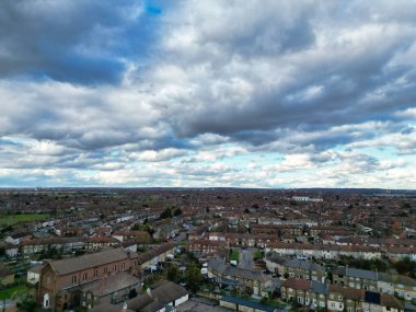 İngiltere 'nin merkezi Dagenham Londra şehrinin hava görüntüsü. 2 Mart 2024