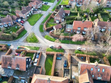 İngiltere 'nin Welwyn Garden şehrinin havadan görüntüsü. 1 Mart 2024