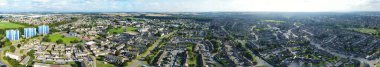İngiltere 'nin Doğu Luton şehrinin hava panoramik görüntüsü. 17 Ağustos 2023