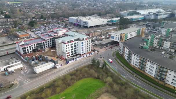 Aerial Footage Central Hatfield City Downtown Hertfordshire England United Kingdom — Stock Video