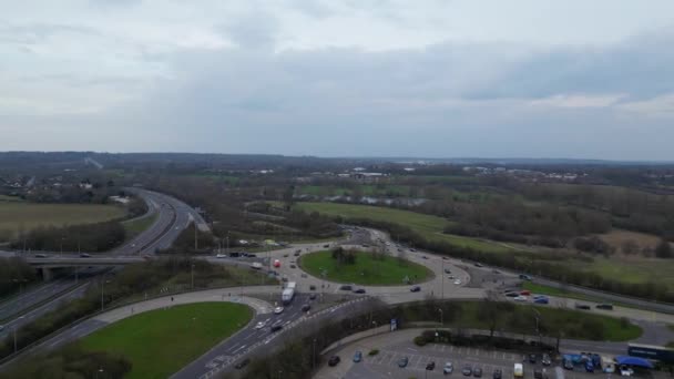 Aerial Footage Central Hatfield City Downtown Hartfordshire England United Kingdom — стоковое видео