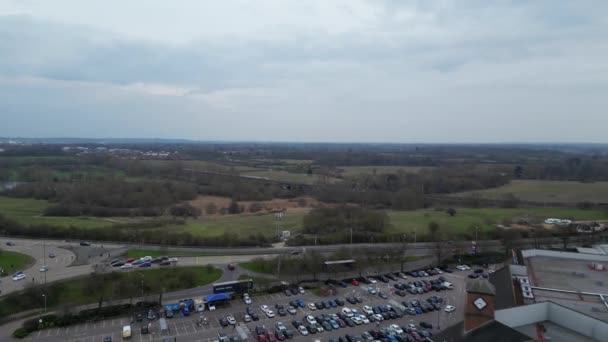 Flygbilder Från Central Hatfield City Och Downtown Hertfordshire England Storbritannien — Stockvideo