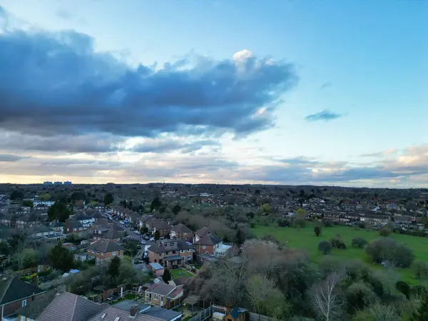 Veduta Aerea Residential Estate Luton City England Durante Tramonto Regno — Foto Stock