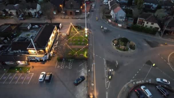Luftaufnahme Der Stadt Luton England Bei Sonnenuntergang — Stockvideo
