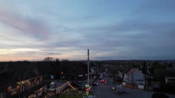 Vue Aérienne Luton City Angleterre Coucher Soleil — Video