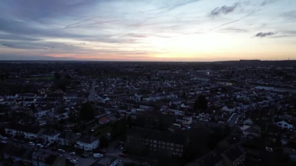 Vista Aérea Luton City England Durante Pôr Sol — Vídeo de Stock
