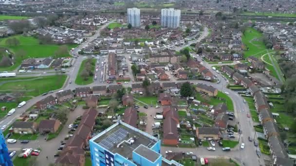 Time Lapse Aerial View Észak Luton City Alatt Felhős Esős — Stock videók
