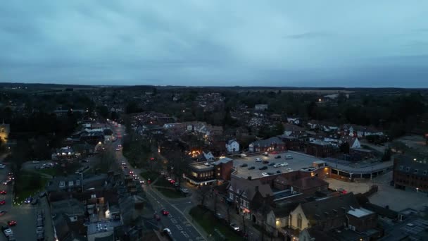 Nagranie High Angle Night Illuminated Harpenden Town Anglii Marca 2024 — Wideo stockowe