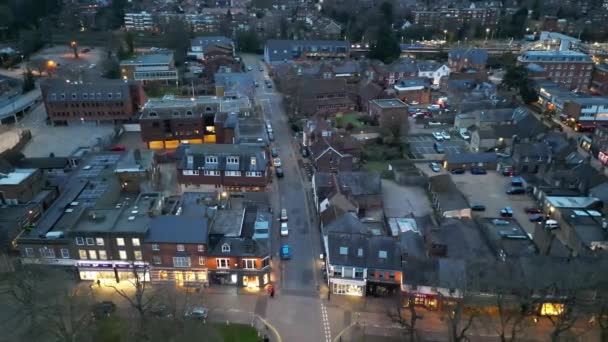 High Angle Night Footage Illuminated Harpenden Town England Velká Británie — Stock video