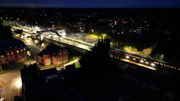 High Angle Night Footage Illuminated Harpenden Town England Grande Bretagne — Video
