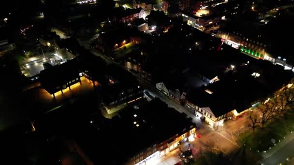 High Angle Night Beelden Van Verlichte Harpenden Stad Van Engeland — Stockvideo