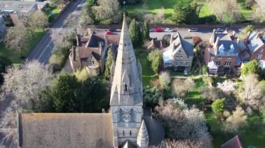 İngiltere 'nin Aydınlanmış Tarihi Oxford Central Şehri' nin Gece Havadan Görünümü. İngiltere Birleşik Krallığı. 23 Mart 2024