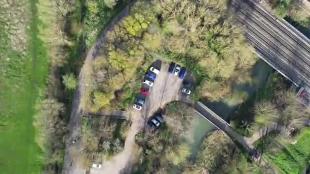 Aerial Footage Oxford City Railway Station River Thames Oxford City — Αρχείο Βίντεο