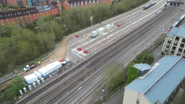 Aerial Footage Oxford City Railway Station River Thames Oxford City — Vídeos de Stock