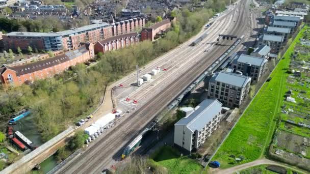 Aerial Footage Oxford City Railway Station River Thames Oxford City — Stock Video