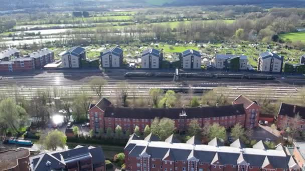 High Angle Filmagem Estação Ferroviária Oxford City River Thames Oxford — Vídeo de Stock