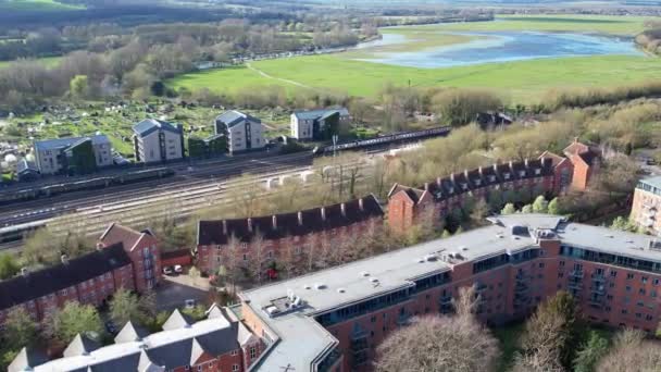 High Angle Footage Oxford City Railway Station River Thames Oxford — Αρχείο Βίντεο