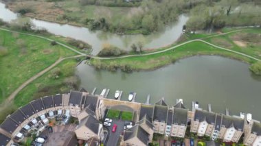 Saint Neots Cambridgeshire, İngiltere Yüksek Açılı Manzarası, 21 Mart 2024