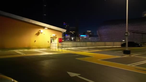 Ngiltere Nin Merkez Birmingham Şehrinde Gece Boyunca Aydınlatılmış Otomobil Otoparkı — Stok video