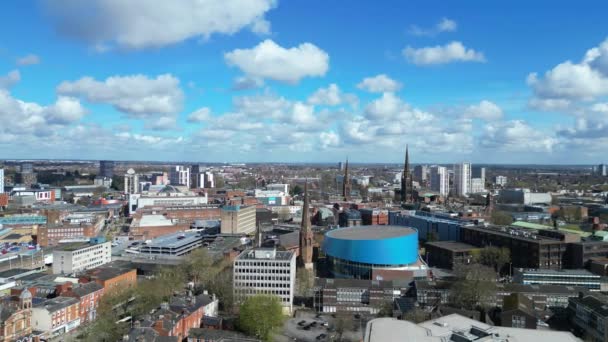 Filmagem Aérea Edifícios Central Coventry City England Grã Bretanha Março — Vídeo de Stock