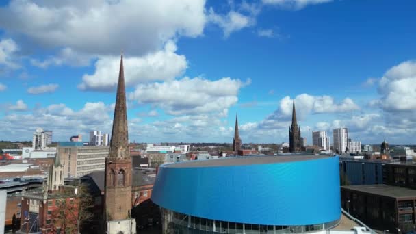 Αεροφωτογραφία Κτιρίων Στο Central Coventry City Της Αγγλίας Μεγάλη Βρετανία — Αρχείο Βίντεο