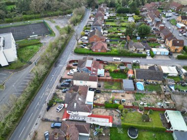 Harefield Town London, Uxbridge, İngiltere Yüksek Açılı Manzarası. Gün batımında Birleşik Krallık. 3 Nisan 2024