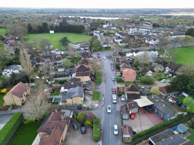 Harefield Town London, Uxbridge, İngiltere Yüksek Açılı Manzarası. Gün batımında Birleşik Krallık. 3 Nisan 2024