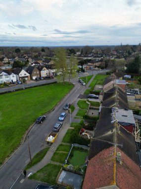 Harefield Town London, Uxbridge, İngiltere Yüksek Açılı Manzarası. Gün batımında Birleşik Krallık. 3 Nisan 2024