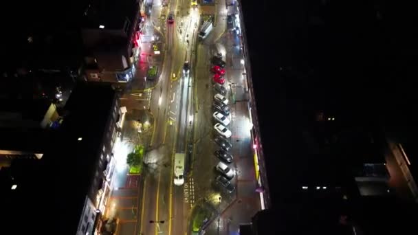 Aerial Time Lapse Night Recorage Illuminated Borehamwood London Town England — Wideo stockowe