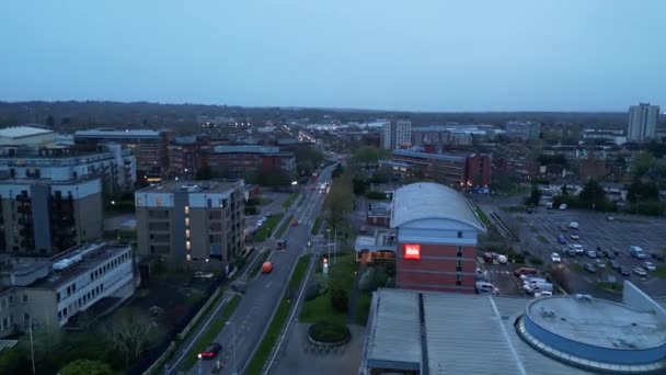 Aerial Time Lapse Night Footage Illuminated Borehamwood London Town England — Stock videók