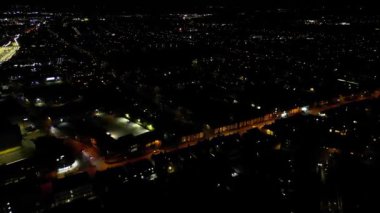 İngiltere 'nin başkenti Cambridgeshire' in Yüksek Açılı Gece Görüntüleri. 21 Mart 2024