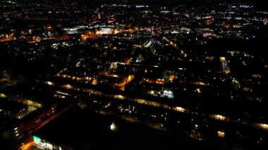 İngiltere 'nin başkenti Cambridgeshire' in Yüksek Açılı Gece Görüntüleri. 21 Mart 2024