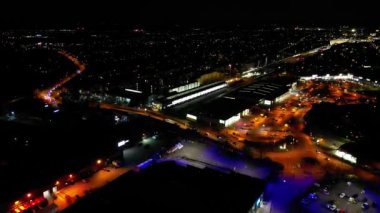 İngiltere 'nin başkenti Cambridgeshire' in Yüksek Açılı Gece Görüntüleri. 21 Mart 2024