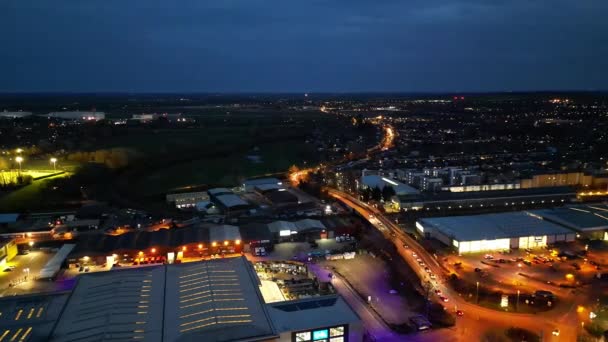 High Angle Night Footage Illuminated Central Cambridge City Cambridgeshire Engeland — Stockvideo
