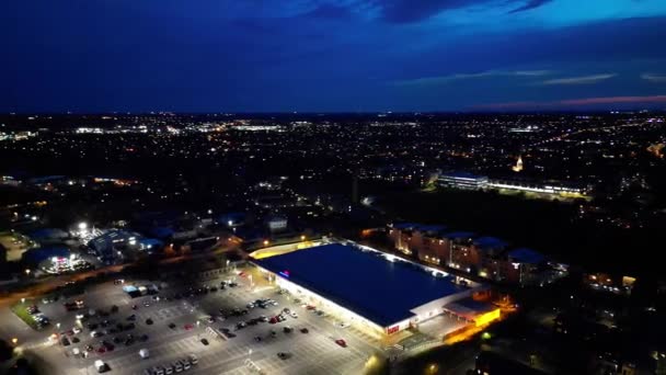 High Angle Night Footage Illuminated Central Cambridge City Cambridgeshire England — Stockvideo