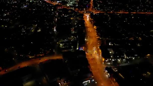 High Angle Night Recorage Illuminated Central Cambridge City Cambridgeshire Anglia — Wideo stockowe