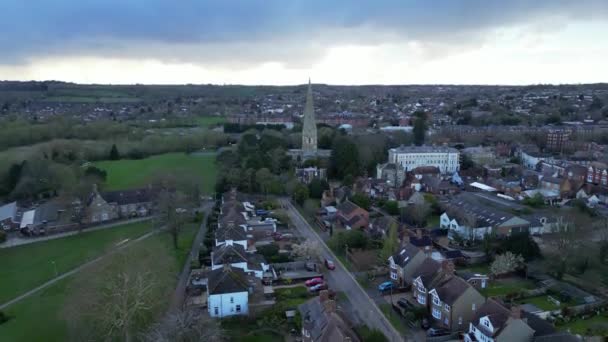 High Angle Footage Central Leighton Buzzard Town England Března 2024 — Stock video