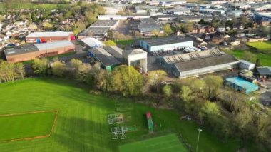 İngiltere 'nin Merkez Leighton Buzzard kasabasının hava görüntüsü. 29 Mart 2024