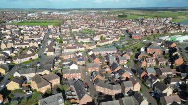 İngiltere 'nin Merkez Leighton Buzzard kasabasının hava görüntüsü. 29 Mart 2024