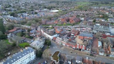 İngiltere 'nin merkezinde Merkez Leighton Buzzard' ın Hava Görüntüsü. 29 Mart 2024 