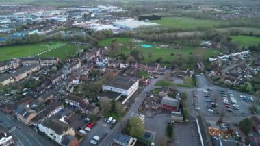İngiltere 'nin merkezinde Merkez Leighton Buzzard' ın Hava Görüntüsü. 29 Mart 2024 