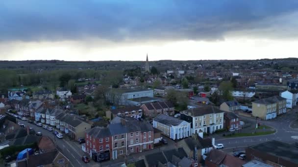 Letecké Záběry Central Leighton Buzzard Downtown England Března 2024 — Stock video