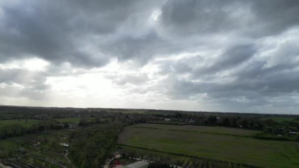 High Angle View British Countryside Landscape Renbourn Village Inglaterra Reino — Vídeos de Stock