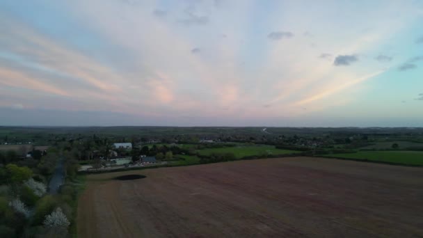 High Angle View British Countryside Landscape Renbourn Village Anglia Marea — Videoclip de stoc