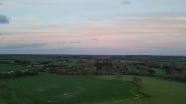 Günbatımında Ngiltere Nin Renbourn Köyü Nün Ngiliz Kırsal Manzarası Yüksek — Stok video