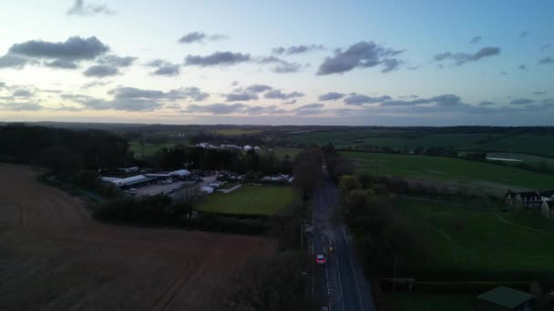 High Angle View British Countryside Landscape Renbourn Village England United — Stock Video
