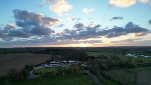 High Angle View British Countryside Landscape Renbourn Village England Storbritannien — Stockvideo